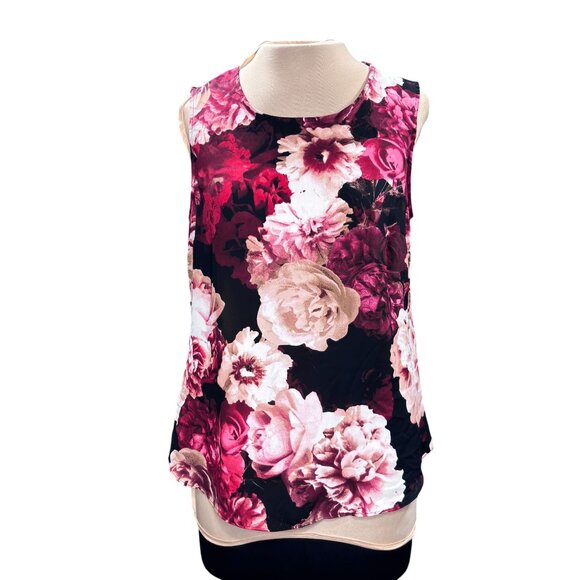 Floral Sleeveless Blouse By DKNY S Polyester Blend Womens Top - Picture 1 of 12